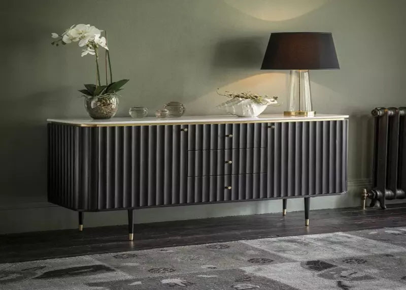 Comodă Genova Marble din lemn de acacia negru
