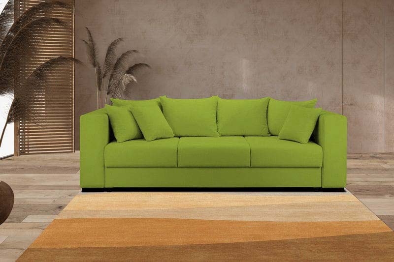 Canapea extensibilă cu ladă de depozitare si sezut confortabil din spuma HR, Gloria Green Lux 240x100 cm