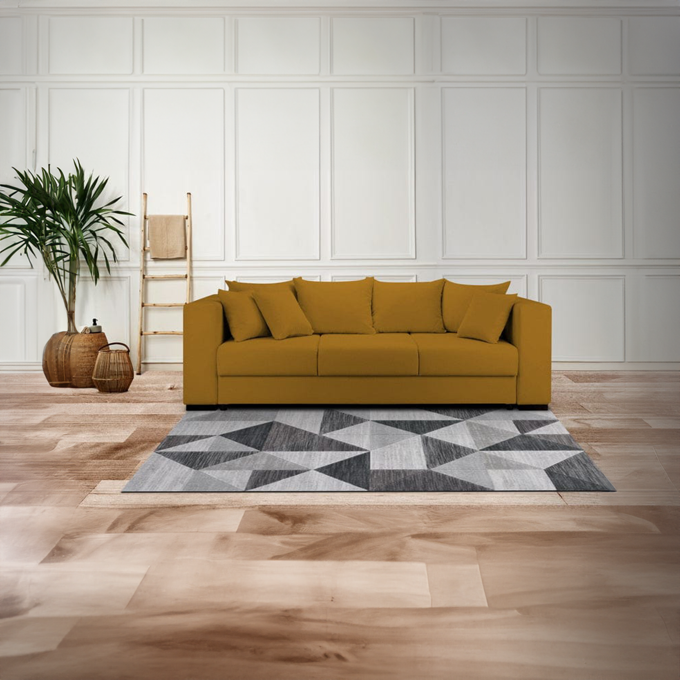 Canapea extensibilă dumonde cu ladă de depozitare si sezut confortabil din spuma HR, Gloria Muștar 240x100 cm