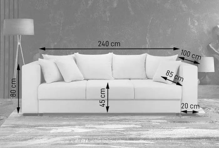 Canapea extensibilă cu ladă de depozitare si sezut confortabil din spuma HR, Gloria Muștar 240x100 cm