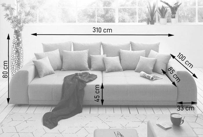 Canapea extensibilă cu 2 lăzi de depozitare si sezut confortabil din spuma HR, Big Sofa Verona Verde Petrol 310x100 cm