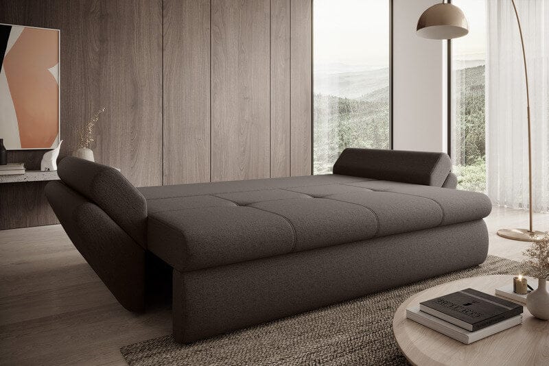 Canapea extensibilă cu ladă de depozitare si sezut confortabil din spuma HR, Loana Kaki 250x100 cm
