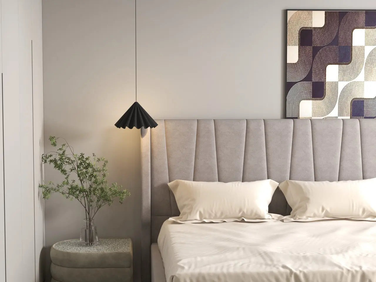 Pat dormitor dumonde, tapitat gri, Ibiza 160x200 cm, somiera rabatabila inclusa, spatiu depozitare