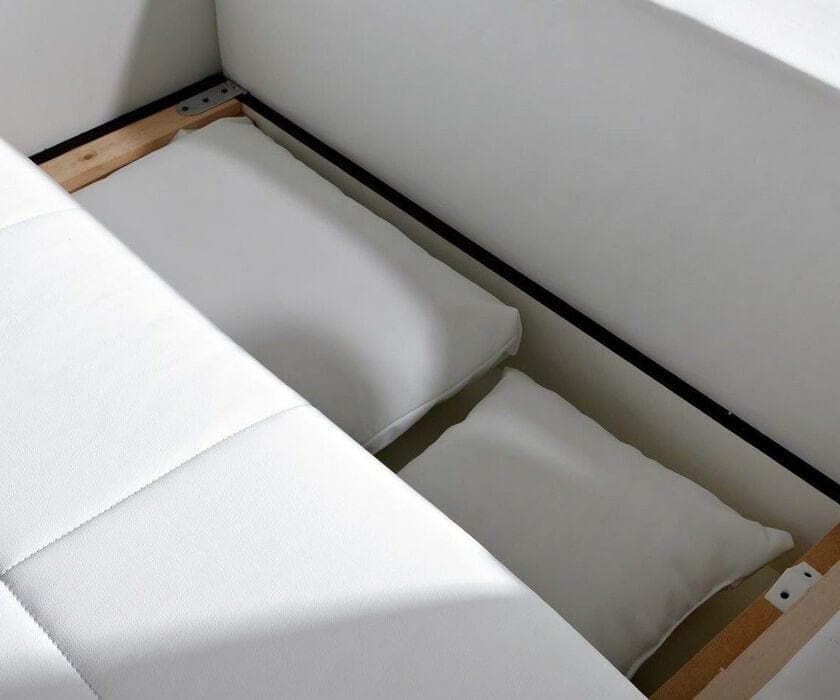 Canapea extensibilă cu ladă de depozitare si sezut confortabil din spuma HR, Marbela Grey XXL 295x100 cm
