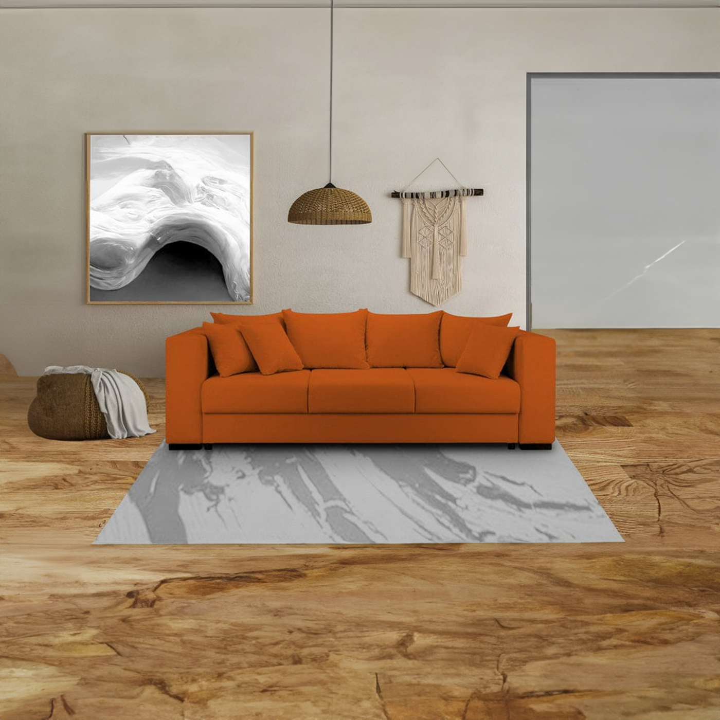 Canapea extensibilă dumonde cu ladă de depozitare si sezut confortabil din spuma HR, Gloria Orange 240x100 cm