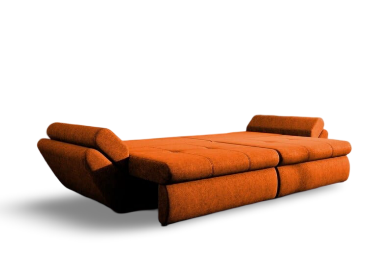 Canapea extensibilă dumonde cu ladă de depozitare si sezut confortabil din spuma HR, Loana Orange Jungle 300x100 cm Fabrica