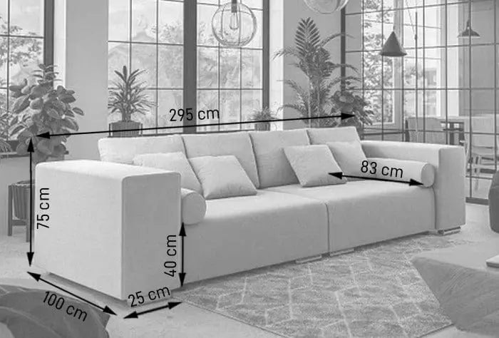 Canapea extensibilă cu ladă de depozitare si sezut confortabil din spuma HR,Joy XXL Graphite 295x100 cm