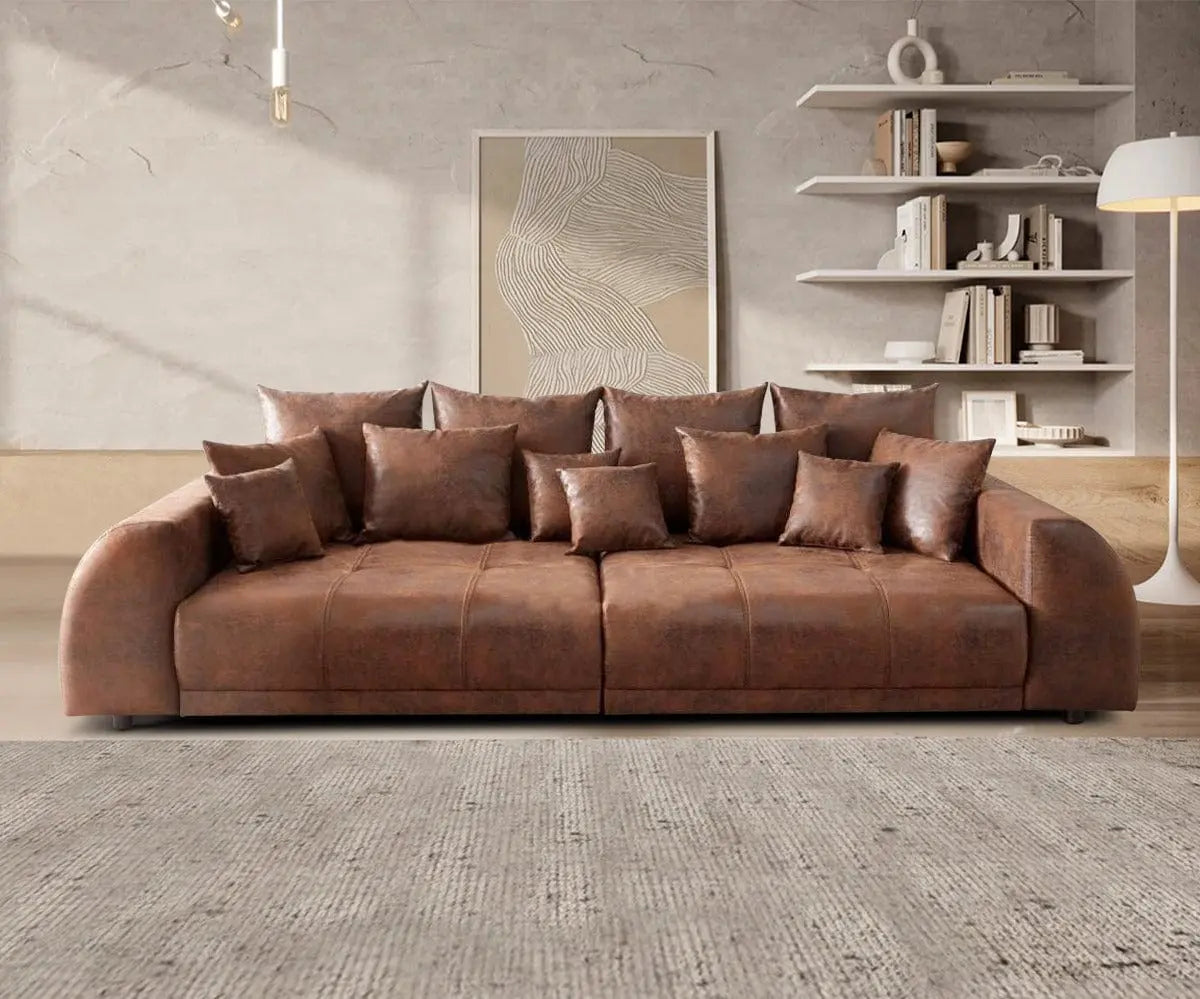 Canapea extensibilă dumonde cu 2 lăzi de depozitare si sezut confortabil din spuma HR, Big Sofa Verona Brown 310x100 cm