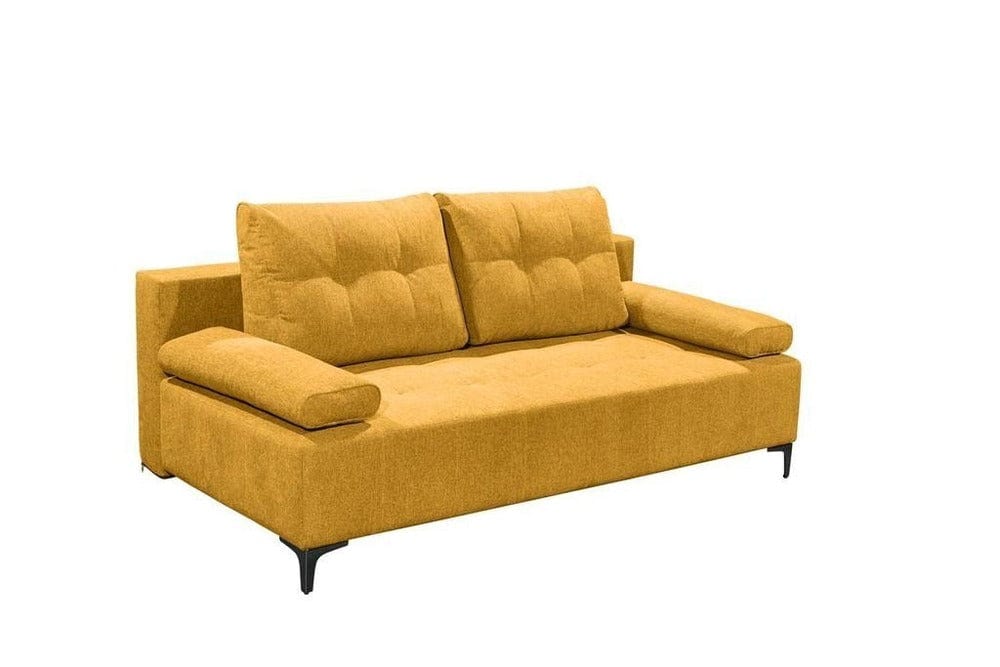 Canapea extensibilă cu ladă de depozitare si sezut confortabil din spuma HR, Candy Yellow, 200x100 cm