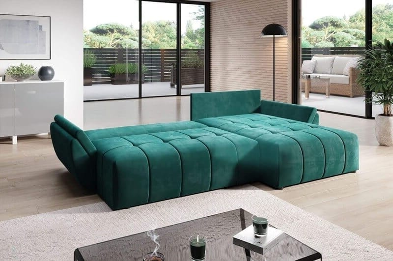 Colțar extensibil cu ladă de depozitare Berlin Lila 280x185 cm | Dumonde Furniture & Deco Concept.