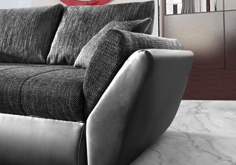 Colțar extensibil cu ladă de depozitare Loana Black II 275x185 cm | Dumonde Furniture & Deco Concept.