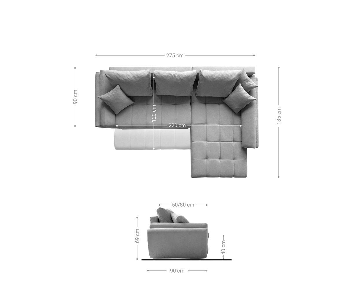 Colțar extensibil cu ladă de depozitare Loana Red 275x185 cm | Dumonde Furniture & Deco Concept.
