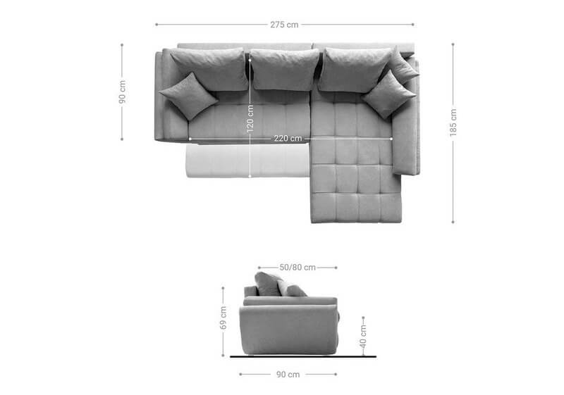 Colțar extensibil cu ladă de depozitare Loana Lila 275x185 cm | Dumonde Furniture & Deco Concept.