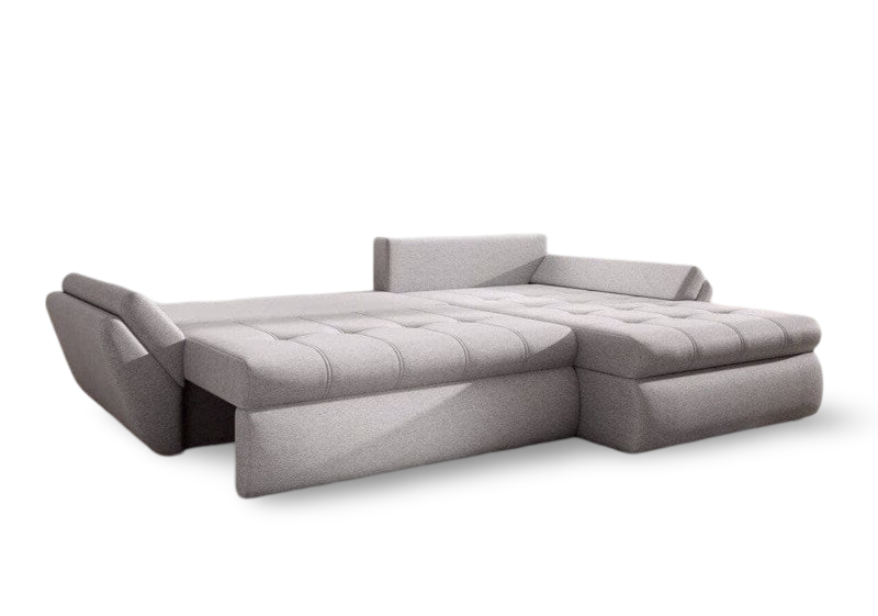 Colțar extensibil dumonde cu ladă de depozitare si sezut confortabil din spuma HR, Loana Grey II 270x185 cm Fabrica