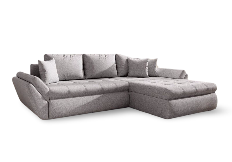 Colțar extensibil dumonde cu ladă de depozitare si sezut confortabil din spuma HR, Loana Grey II 270x185 cm Fabrica