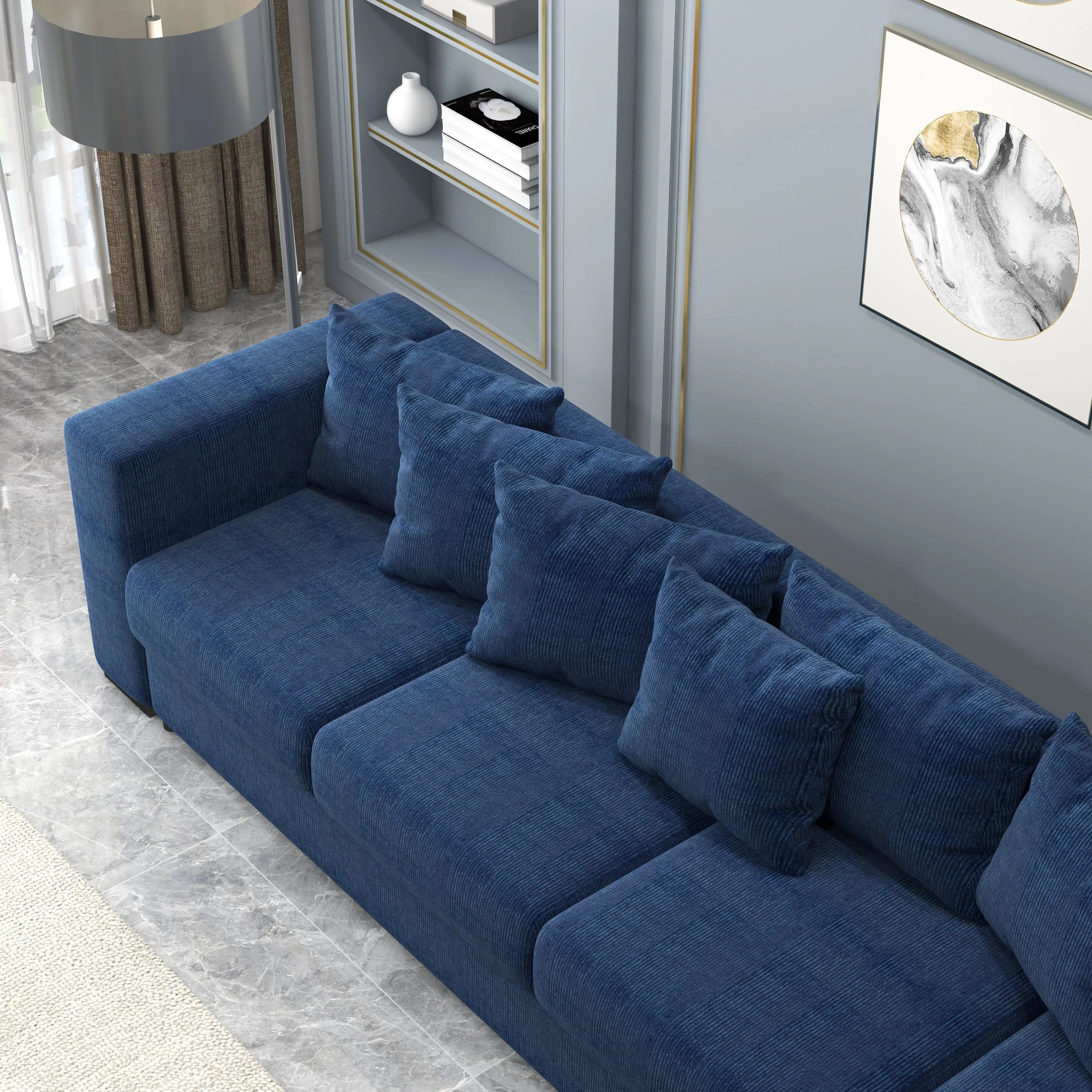 Colțar extensibil dumonde cu ladă de depozitare si sezut confortabil din spuma HR, Gloria Bleumarin Zoom II 320x183 cm