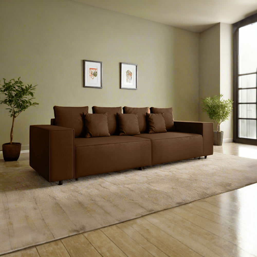 Canapea extensibilă dumonde cu ladă de depozitare si sezut confortabil din spuma HR, Dream Brown 310x100 cm