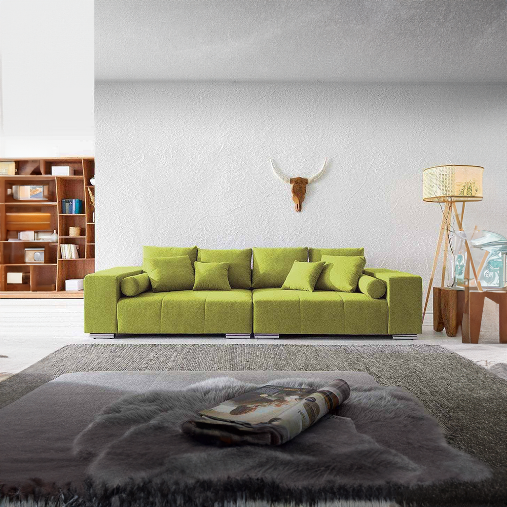 Canapea extensibilă dumonde cu ladă de depozitare si sezut confortabil din spuma HR, Marbela Green Lux XXL 295x100 cm