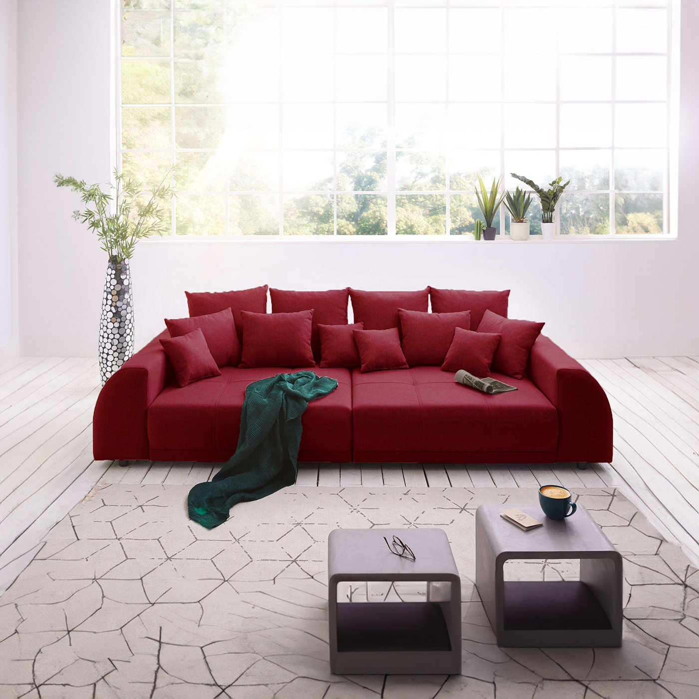 Canapea extensibilă  dumonde cu 2 lăzi de depozitare si sezut confortabil din spuma HR, Big Sofa Verona Bordoux 310x100 cm